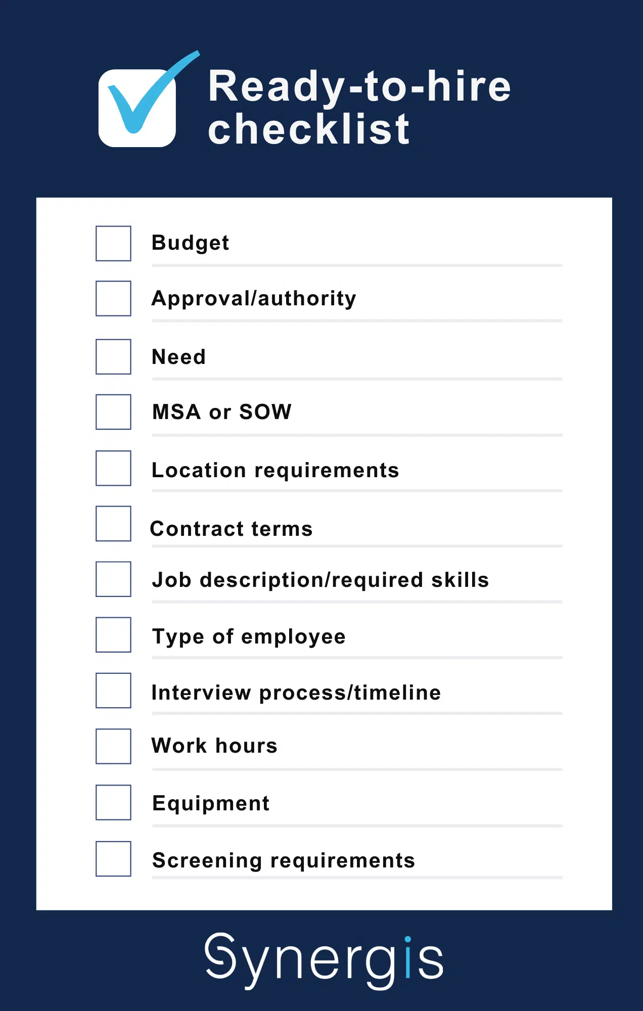 Ready-to-hire checklist